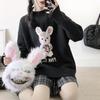 Tröja oversize Höst Vinter Harajuku kanin Stickning koreanskt mode Y2K Damtröjor Lös tröja Gothic Grungekläder