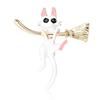Emaille Tropf Besen Katze Brosche Mode Tier Pin Damen Kleidung Corsage Schmuck Geschenk