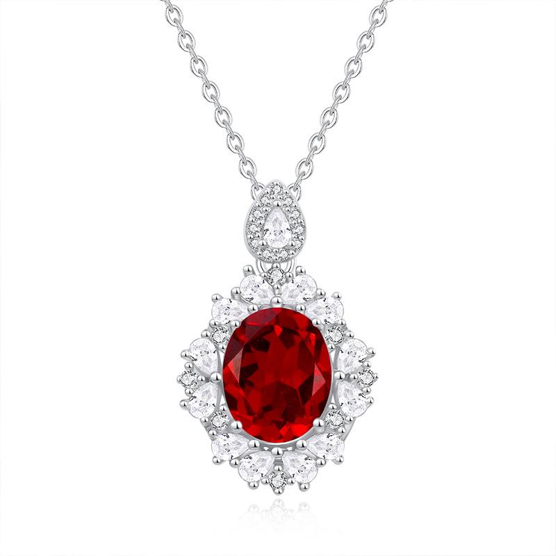 Natural Colored Treasure Spar Pendant S925 Sterling Silver Necklace Women's Neck Jewelry Light Luxury High-end Collarbone Chain