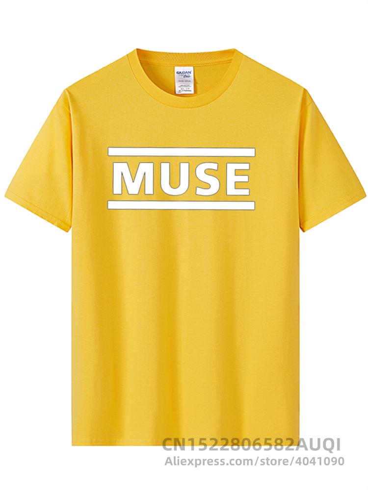 Herren Hochwertiges T-Shirt mit Buchstabenaufdruck Muse Rockband Kurzarm T-Shirt O-Ausschnitt Hip Hop Herren Tops