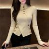 Retro Semi-turtleneck Sweater Women's Autumn and Winter Knitted Bottoming Shirt with Thin Irregular Top