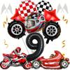 12pcs Racing Party Decoration 40inch Black Number Balloon Plaid Balloon Tire Motorcycle Balloon Striped Racing Tire Grid Digital