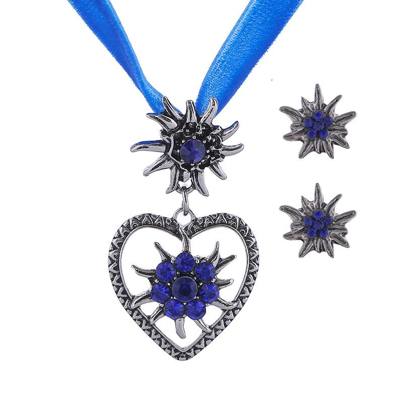 Ожерелье Сердце Эдельвейса: Роскошный женский аксессуар в стиле ретро, инкрустированный бриллиантами