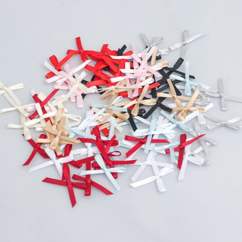 100pcs Double Sided Polyester Ribbon Mini Bows for Nail Art, Lingerie, Socks Clothing Trim Craft Supplies