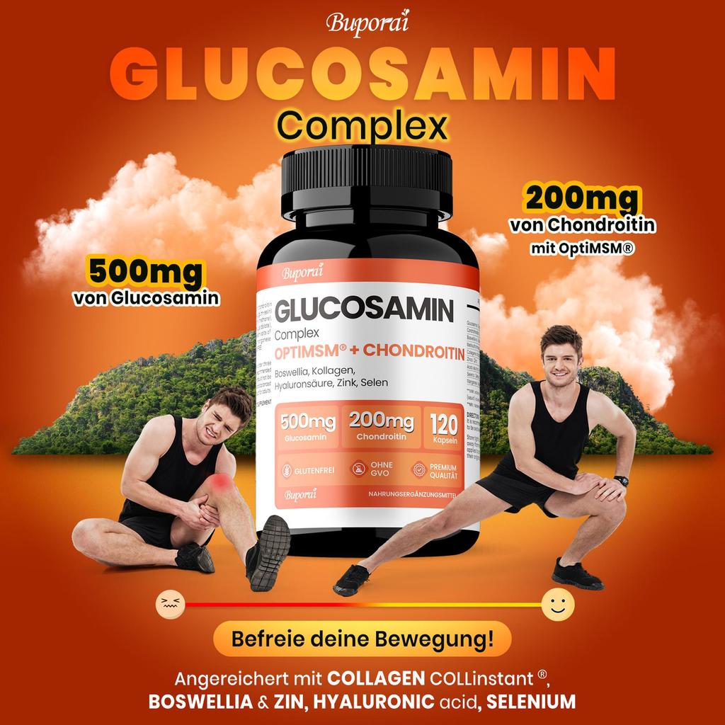 Glucosamine Chondroitin Complex, Containing Hyaluronic Acid Extract, Supports Joint Health, Suitable for Adults.