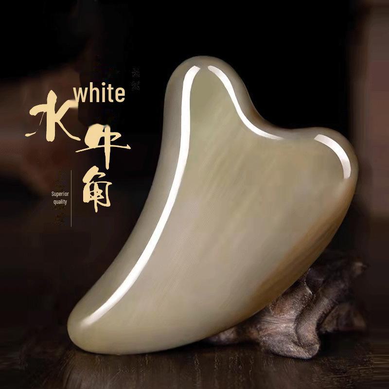 White Buffalo Horn Facial Scraping Board and Eye Massage Tool for Beauty and Shaving