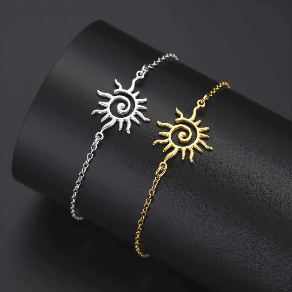 Cazador Stainless Steel Swirl Spiral Sun Totem Charm Bracelets Jewelry Gold Color Women's Hand Bracelet 2026 Trend Wholesale