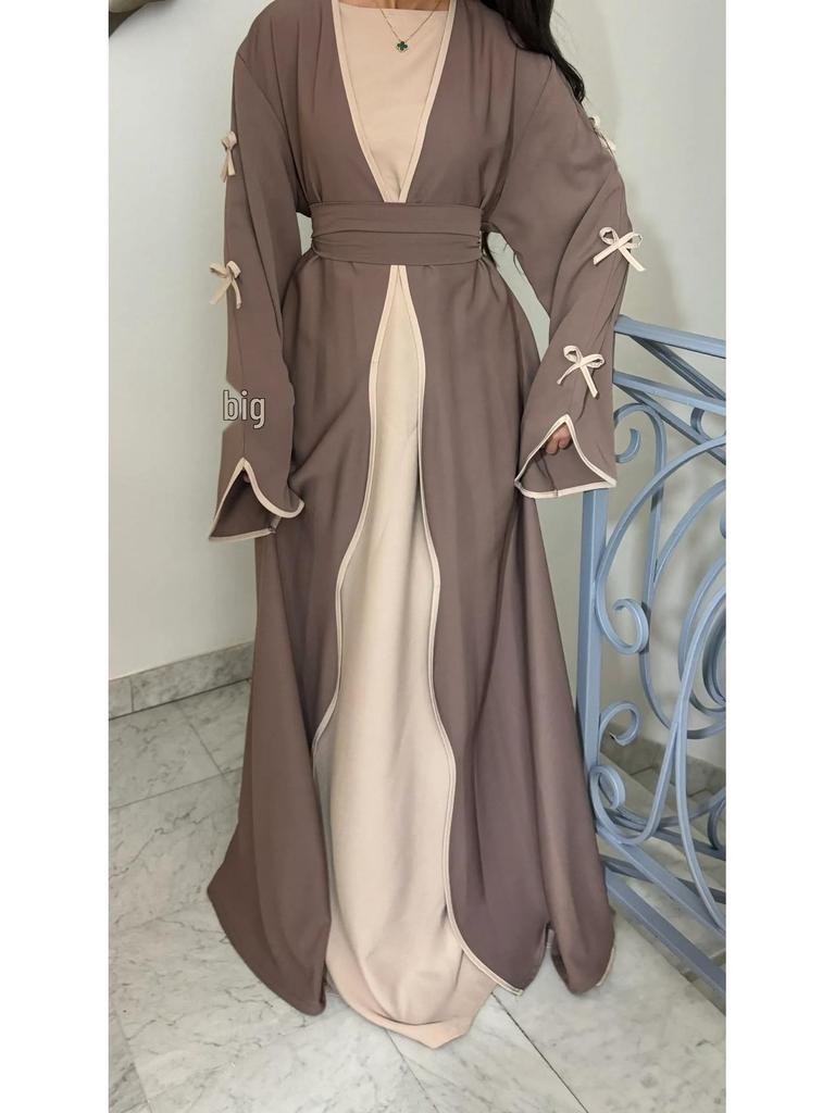 Pure Beauty Bow Long Robe Dress Abaya - Loriya 2025, Europe, America & Middle East Style, Model LR962