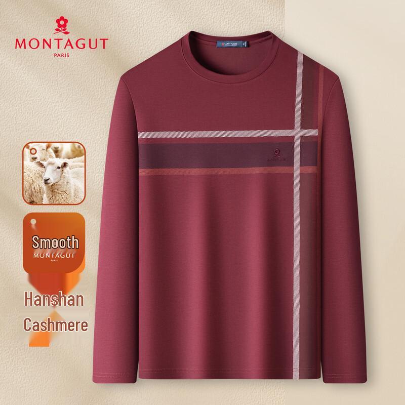 

Мужская футболка MONTAGUT с круглым вырезом, длинным рукавом, из смесовой кашемировой пряжи 50