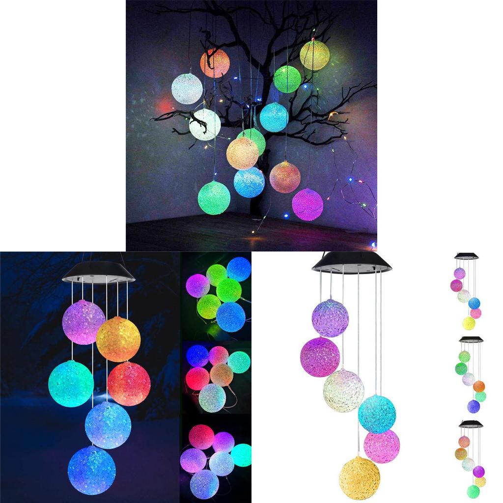 Solar Garden Wind Chime Led Ball Light With Gradient Colors For Outdoor Patio Decor