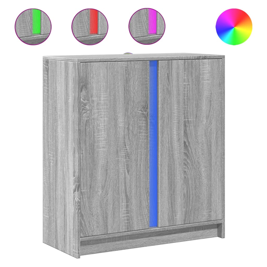 LED Sideboard Grey Sonoma 77 x 34 x 85 cm Particleboard