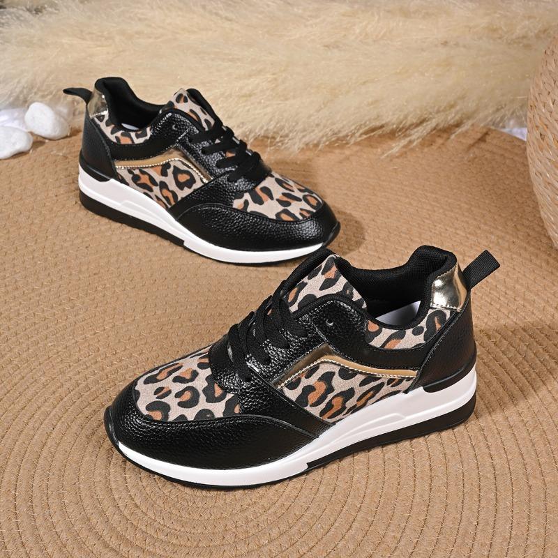 Fashion Women Sneakers Fashion Leopard Knitted Sneakers Women Platform Slip On Walking Shoes Woman Lightweight Casual Plus Size Sneakers