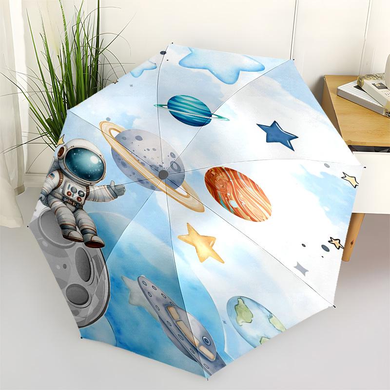1PC space astronaut Umbrella-8-Rib Reinforced Portable Folding Travel Suitable for All Seasons Outdoor Daily , Fun Design-Z0421