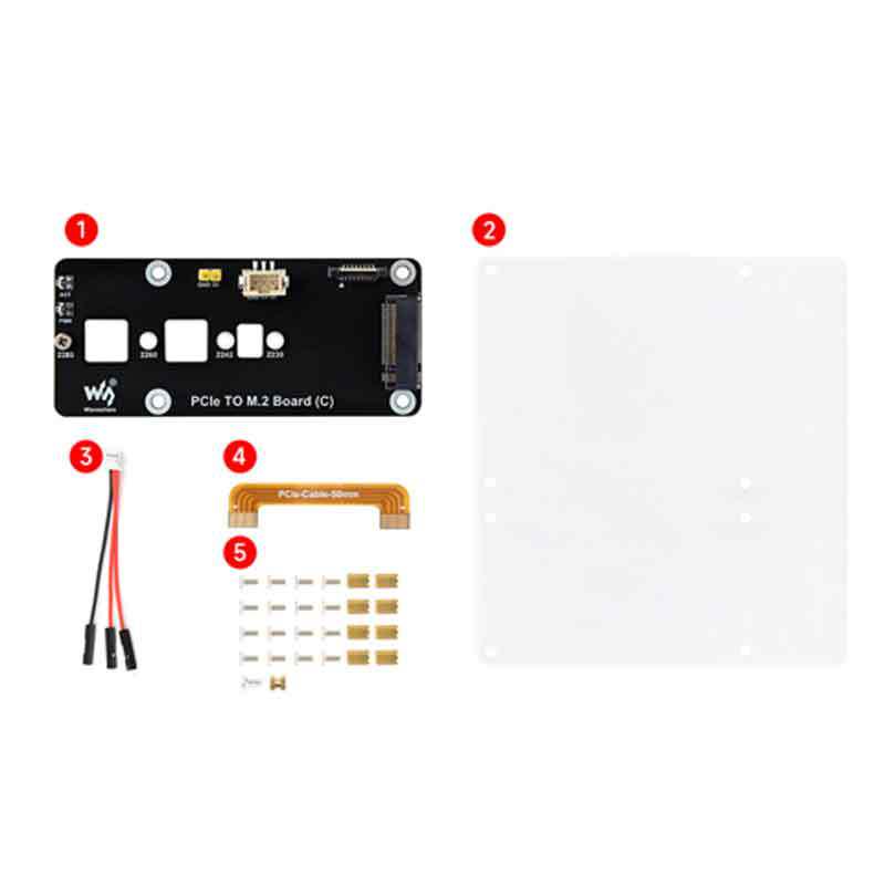 

Raspberry Pi 5 PCIe to M.2 NVMe SSD Expansion Board (2280/2242/2230)