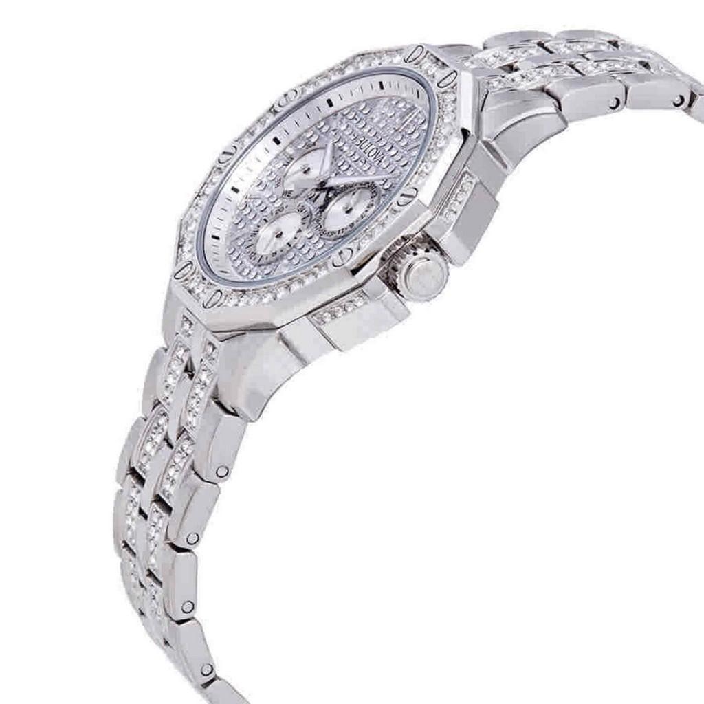 BULOVA Octava Crystal Accents Silver Multifunction Dial Quartz 96C134 Men's Watch