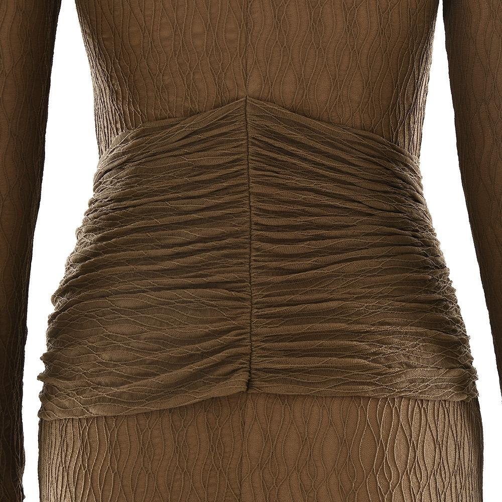 Abito da Donna alla Moda di Alta Gamma a Maniche Lunghe con Scollo Rotondo Slim Fit per Autunno Inverno Abito Lungo da Donna per Strada Spiaggia Festa