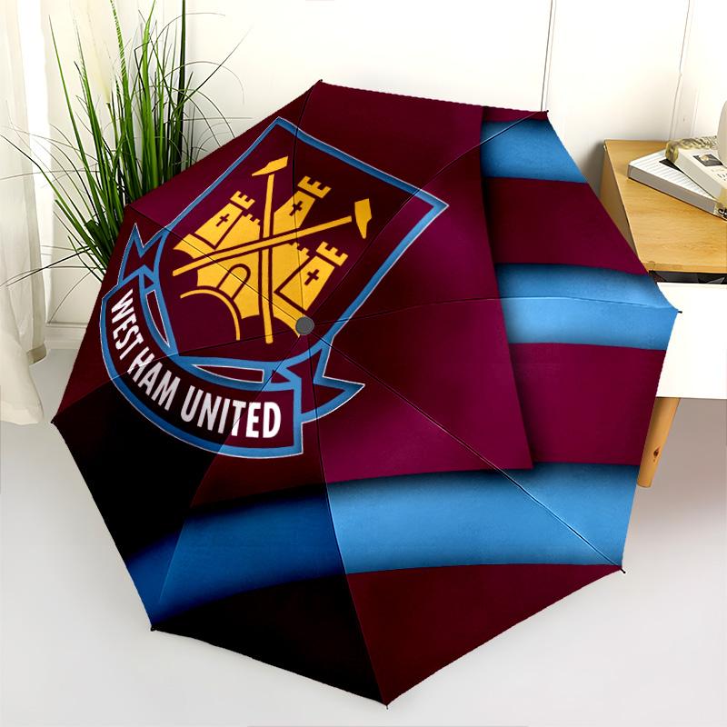 West Ham United FC pattern, automatic folding umbrella, portable and foldable design, 8 ribs, a Christmas or birthday gift.