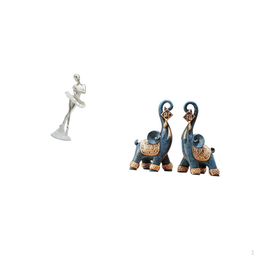 Modern Dancing Girl And Elephant Figurine Art Sculpture Creative Resin Ornament for Bedroom