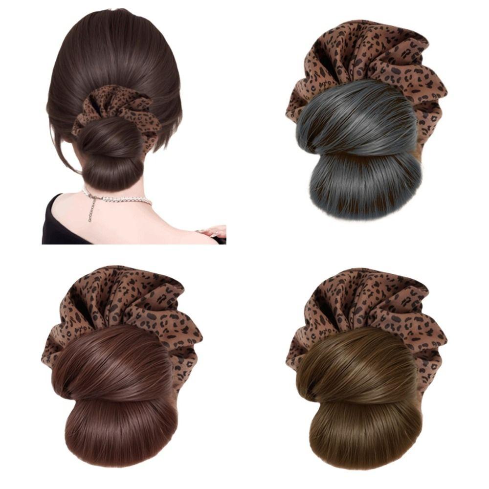 Elegant False Hair Pieces Claw Clip Ball Head Wig Korean Style Flower Bun Head Wig  Daily Use