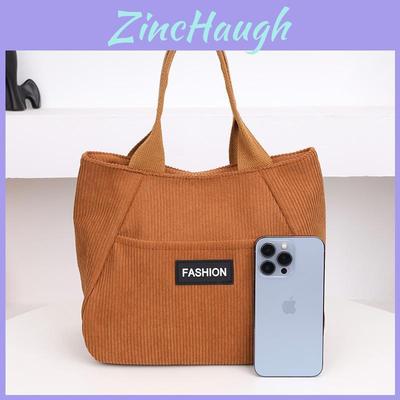 Cotton Corduroy Tote Bag For Women With Large Capacity Street Style Handheld Ladies Bag