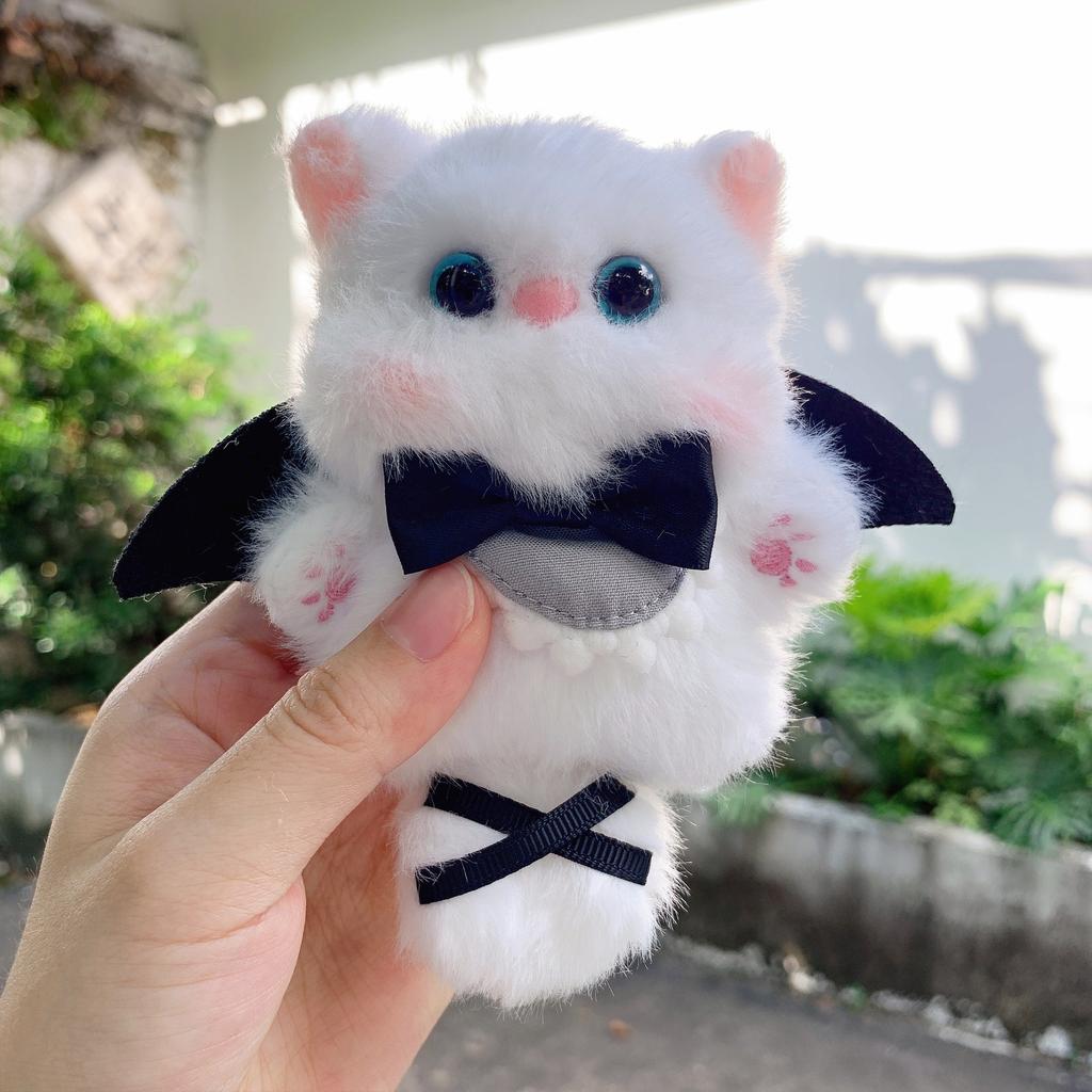 [Cute Interest] Black and White Twin Cat Doll Pendant Cute Cartoon Doll Girl Plush Keychain