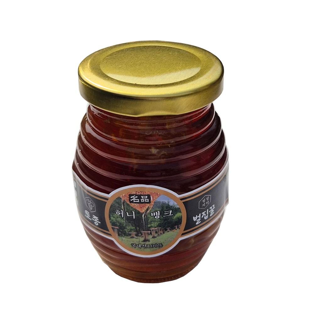 Bottled Honeycomb Honey, Domestic Honeycomb Honey, Aged Honey, Beeswax Honey, Holiday Gift, Return Gift - Round Glass Bottle 640g 1 Pcs
