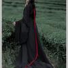 Elegant Chinese Traditional Hanfu Set, Flowing Wide Sleeve Robe with Trailing Straight Hem, Cold Style Fairy Photography Outfit