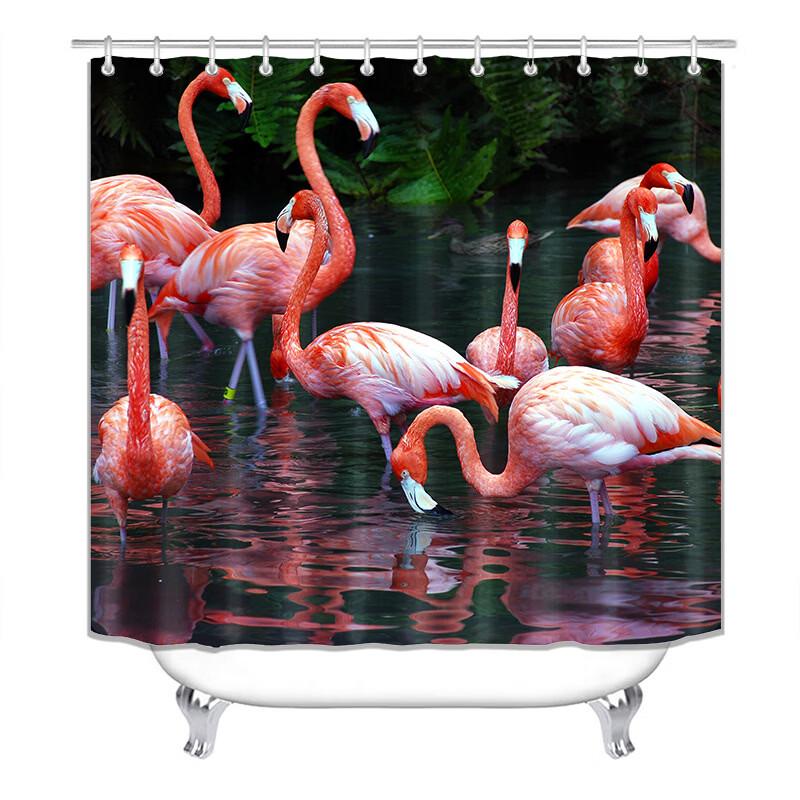 Xihe HD Printed Waterproof Punch-Free Shower Curtain Set