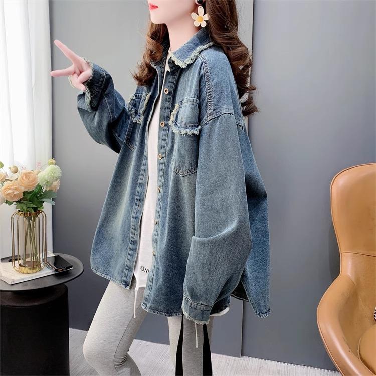 Plus Size Women's Denim Jacket: Spring/Autumn Korean Style, Loose & Versatile
