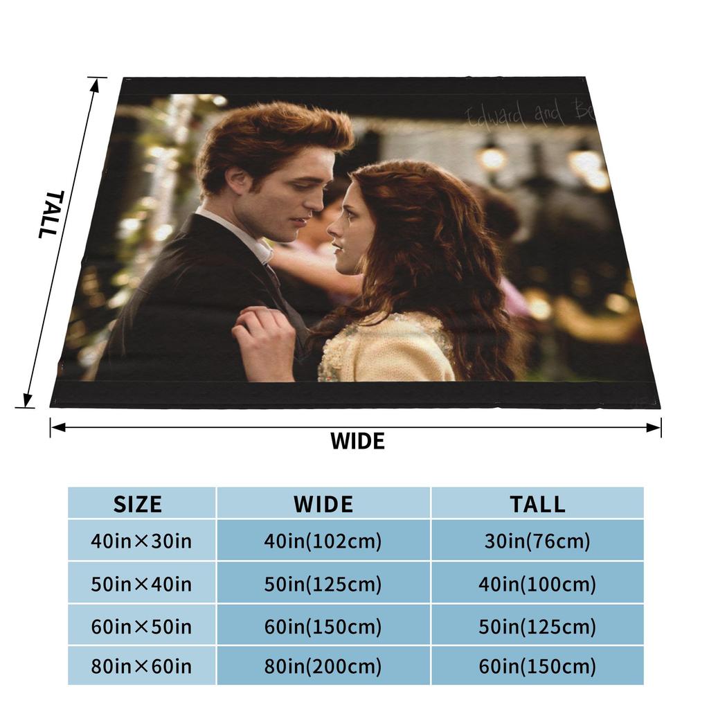 Edward Bella Flannel Throw Blanket The Twilight Saga Movie Blanket for Home Travel Ultra-Soft Bedspread
