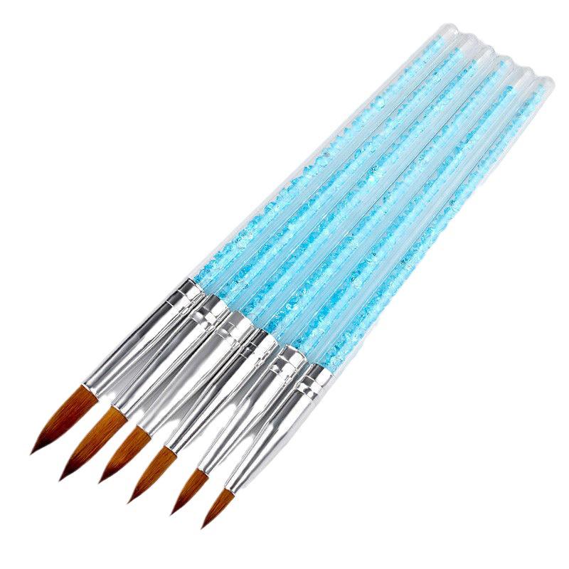 Sky Blue Acrylic Diamond & Crystal Nail Art Pen Set, 6-Piece