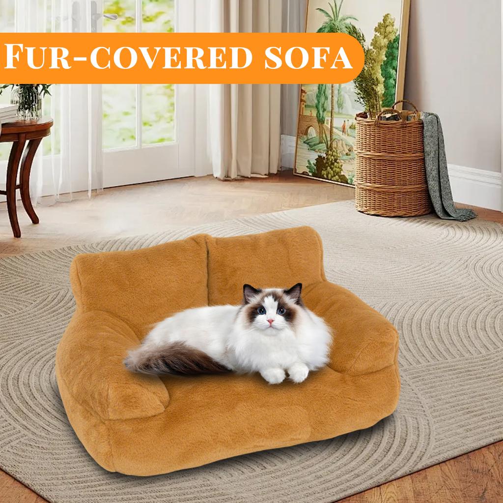 Plush Fabric Miniature Sofa Cushion for Small Pets Soft Stuffed Couch Style Bed for Dogs Cats Rabbits Indoor Use Washable Design