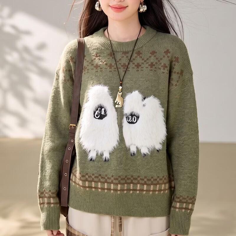 ZOSOUL Cute Cartoon Sheep Knit Sweater
