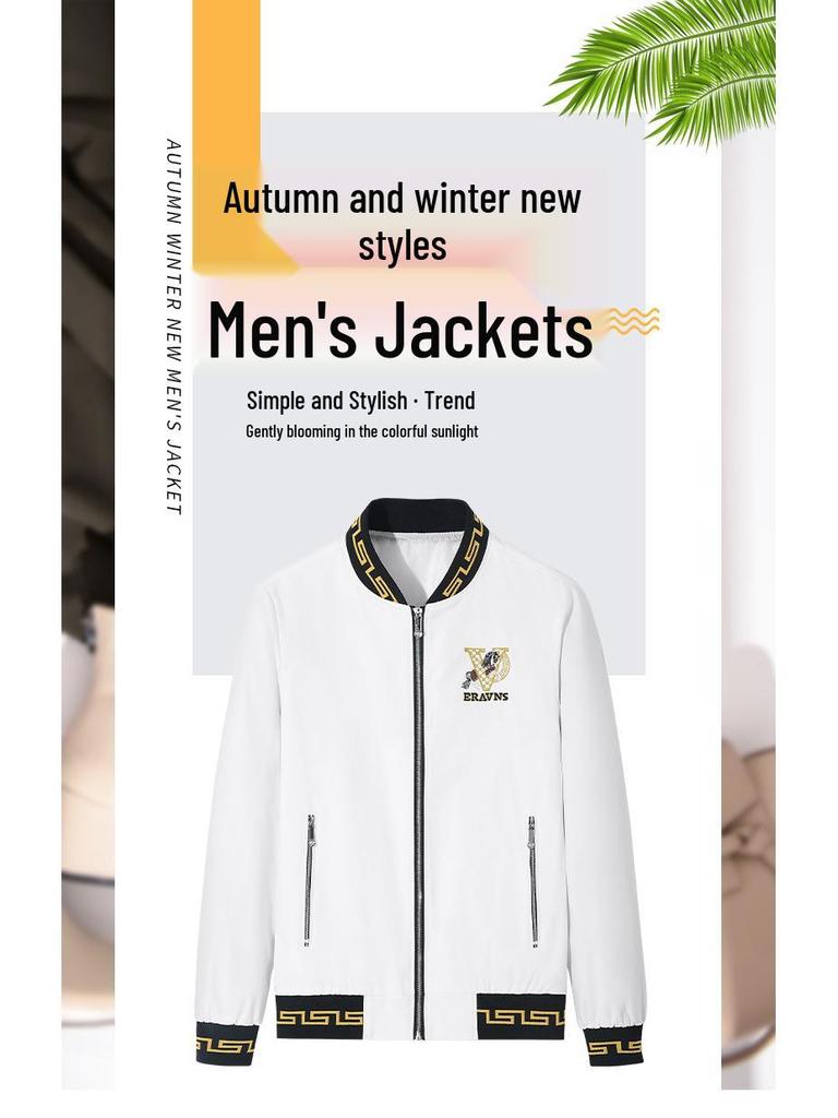 Europäische Herren-Stickjacke mit Stehkragen - Herbst/Winter Slim Fit, V-Ausschnitt, Verdickt, Mode