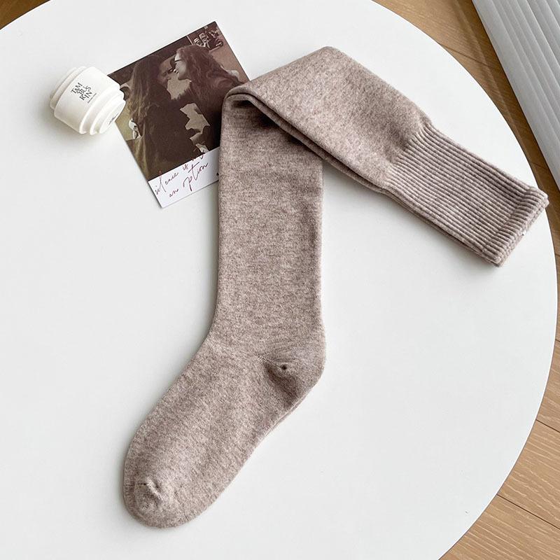 Knee Socks Children Autumn And Winter Thickened High Tube Wool Warm Knee Socks Solid Color Versatile High Waist Non-Slip Stockings