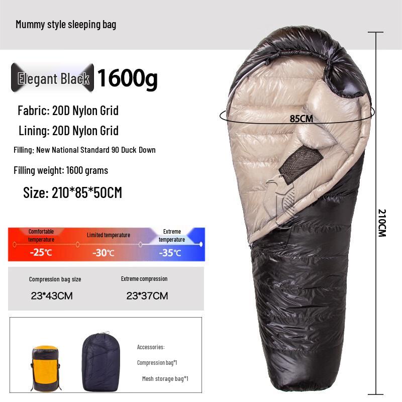 Dazaiou Outdoor Camping Single Down Mummy Sleeping Bag