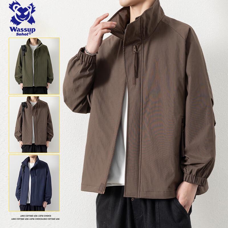 

Wassup Sohot Men s Stand Collar Casual Sport Jacket 2XL