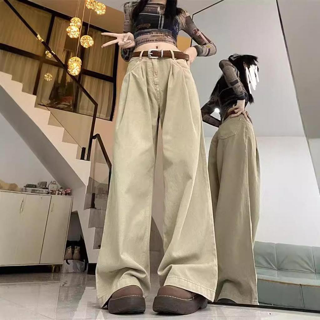 2023 Spring/Autumn Women's High Street Solid Color Loose Wide Leg Jeans