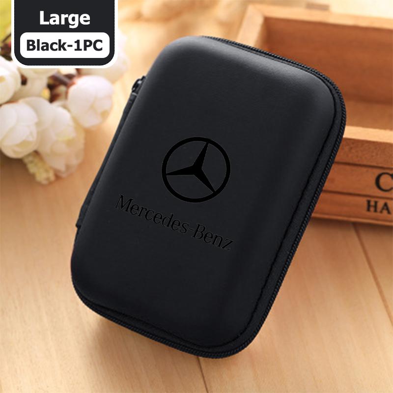 For Benz Car Logo Earphone Organizer Box EVA Zipper Headset Storage case Accessories AMG Exclusive W204 W222 W205 W203 W213 W124 XT3