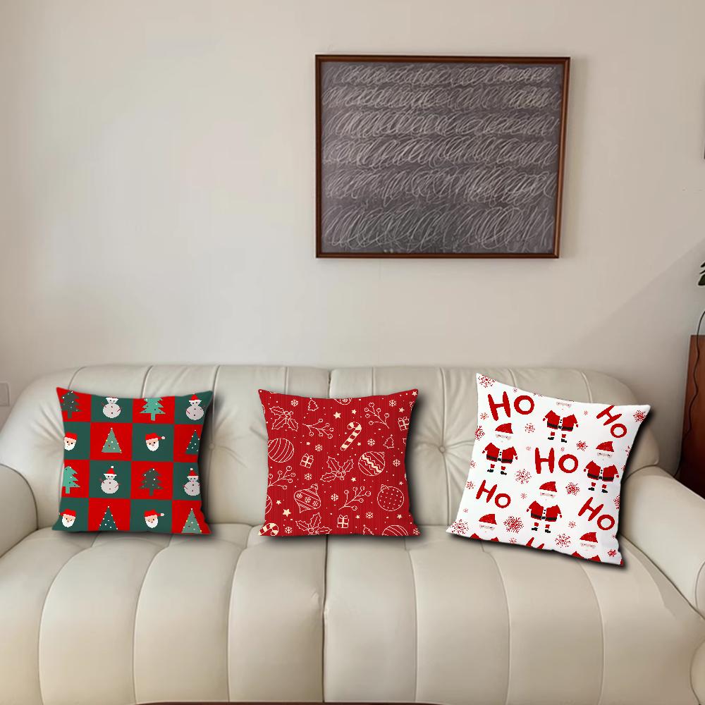 Merry Christmas HO HO Santa Claus Cushion For Bedroom Car Coffee Shop Room Soft and Living Room Sofa Decorative Pillow Cover Cas