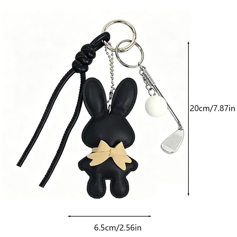 Yogodlns Lovely Bunny Cartoon PU Leather Pendant Cute Bag Accessories Girl Woman Gift Key Chains