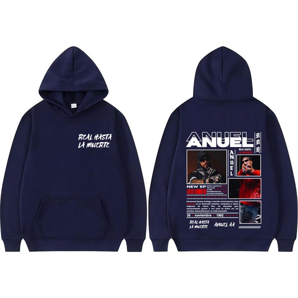 Rapper Anuel AA Real Hasta La Muerte Album Tour Cover Sweatshirt Men Women Vintage Hip Hop Trend Hoodie Streetwear Loose Hoodies