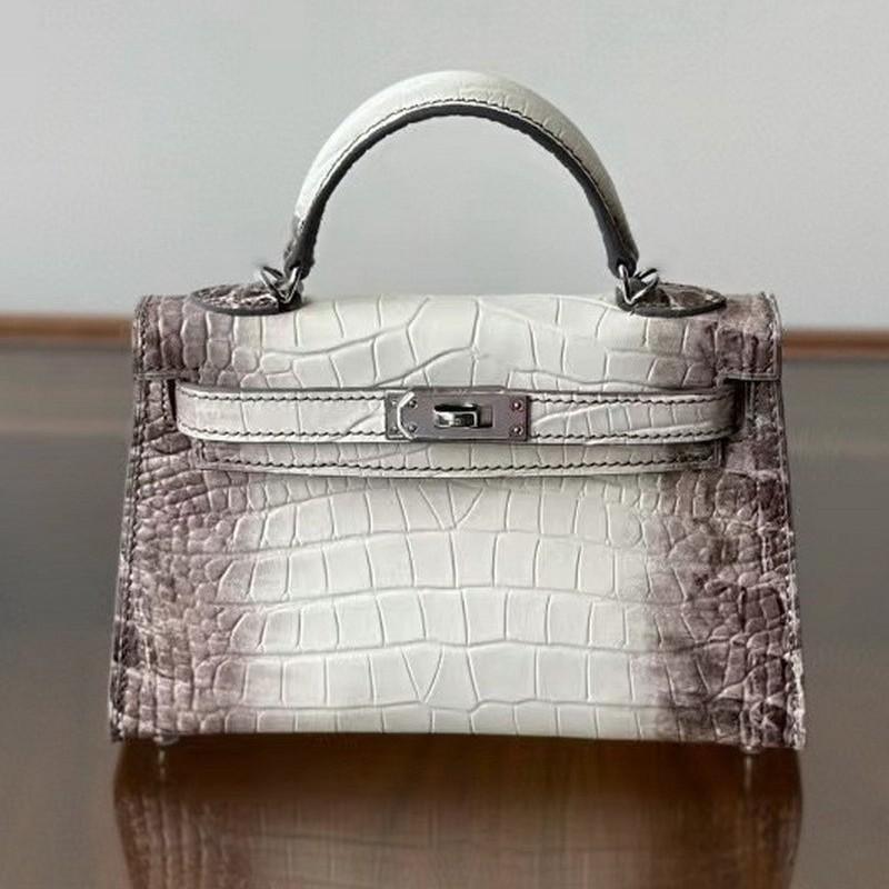 New Leather Handbag Bag, High-gloss Crocodile Pattern Second-generation Hand Carry Mini Shoulder Women's Bag