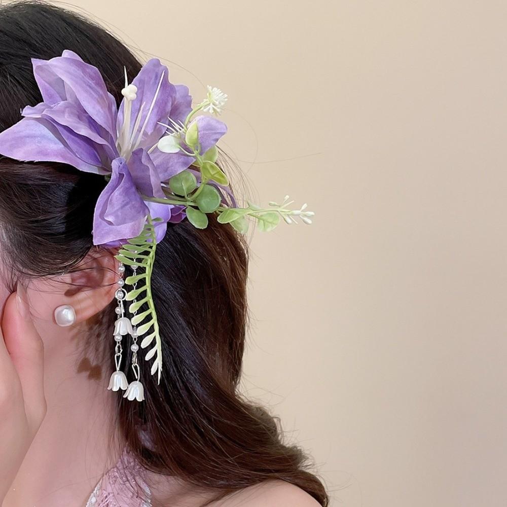 Perlenblume Haarspange Quaste Chinesischer Stil Haarclip Elegant Hanfu Haaraccessoires Mädchen