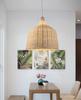 Home Hotel Restaurant Rattan Lampshade Handwoven Wicker Natural Bamboo Rattan Lighting Large Pendant Light Chandelier Lamp