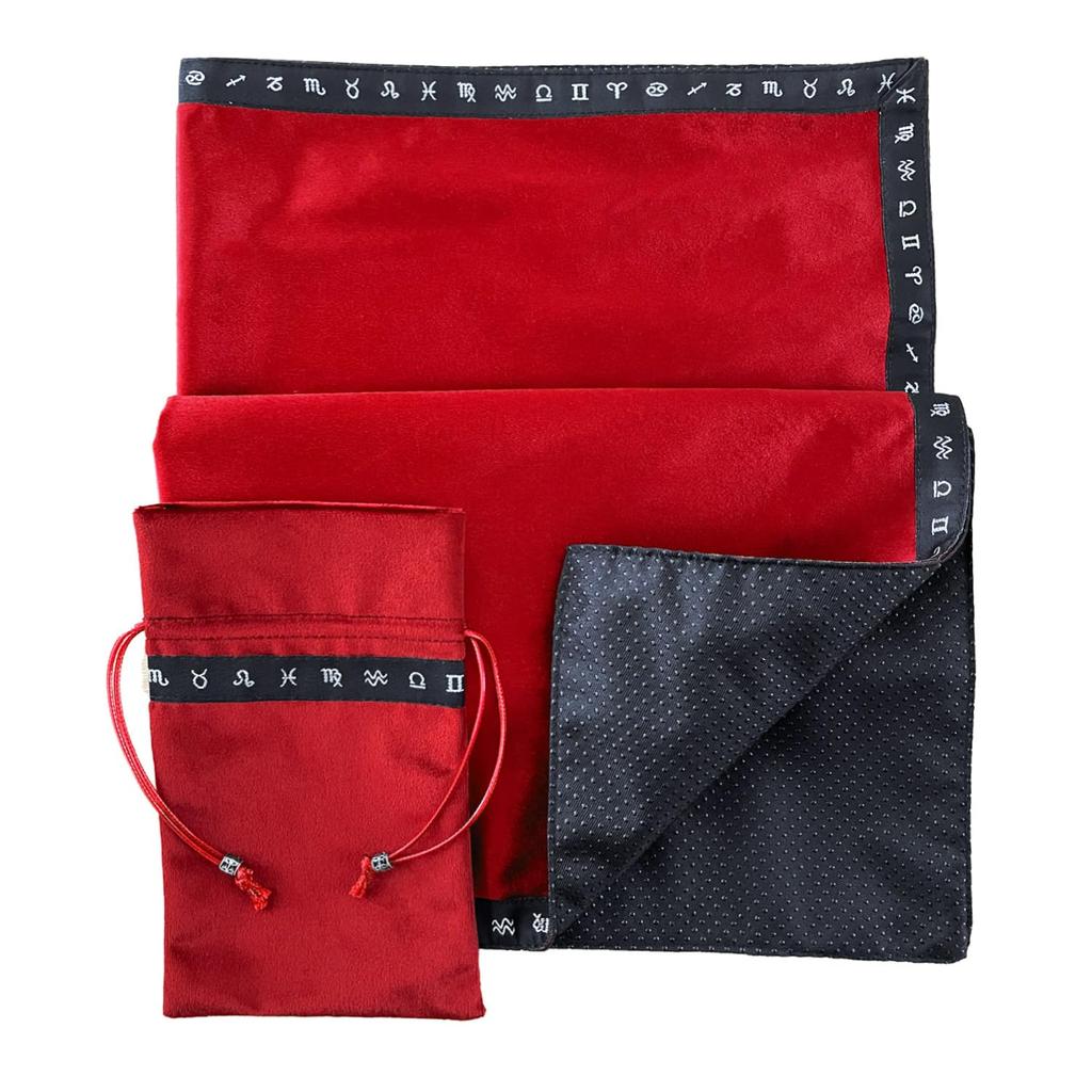 Tarot Cloth and Pouch Set with Backing Non-Slip (Red)
