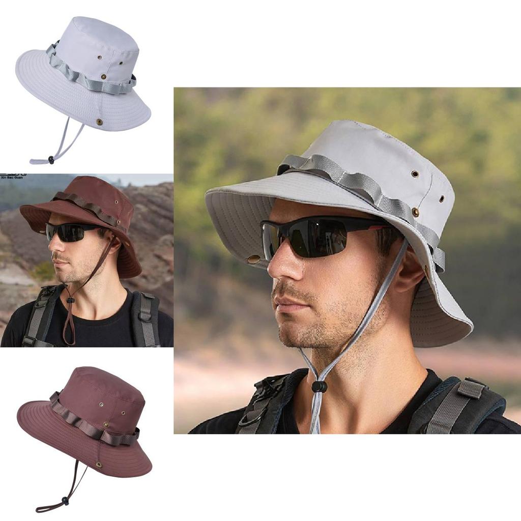 Mens Sun Protection Fisherman Hat With Large Brim And Breathable Nylon For Outdoor Activities