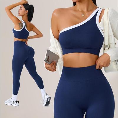 Set Yoga Monospalla Taglia Europea: Elegante Reggiseno Sportivo e Outfit Fitness Pilates per Attività all'Aperto
