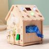 Wooden Children's Montessori Early Education LED Light, Sound and Light Busy House Mechanism, Unlocking Power Switch, Educational Desktop Toy