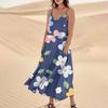 Women's Casual V Neck Floral Print Sleeveless Pocket Suspender Dress